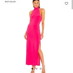 NWOT Norma Kamali Halter Turtle Gown in Rose | SIZE Small